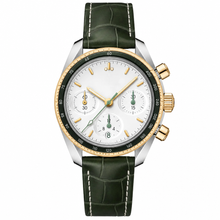 Relógio cronógrafo de 38 mm com pulseira de couro verde