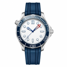 Relógio de mergulho esportivo com mostrador e pulseira azuis, 42 mm