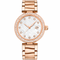 Women's rose gold tone dress watch 34mm with mother-of-pearl dial and crystal markers
