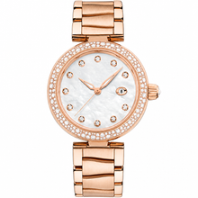 Relógio feminino de vestido em tom de ouro-rosa, 34 mm