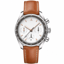 Relógio cronógrafo de 38 mm com pulseira de couro marrom