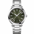 Casual watch with green dial and silver metal bracelet, 41mm case size, product photo