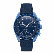 Relógio cronógrafo azul com pulseira de couro